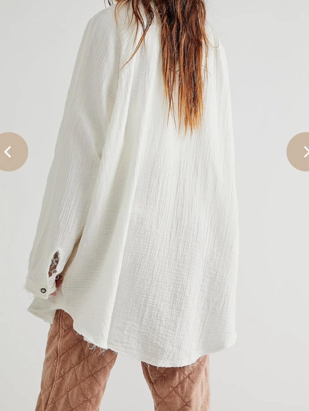 We The Free Ivory Long Sleeve Button-Down Shirt - Picture 2 of 3